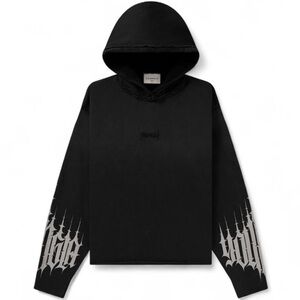 YoungLA 5046 Raw-Cut Loose-Fit Creed Hoodie - Black Wash